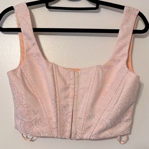 Forever 21 size S corset top pink with roses